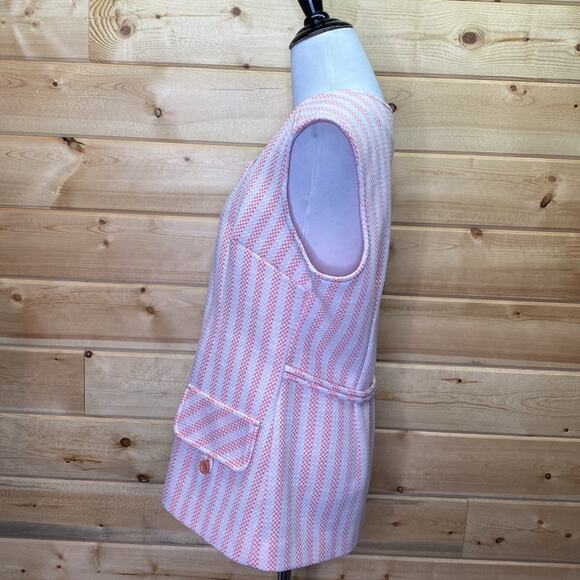 Jantzen Vintage Pink Striped Button Up Knit Golf Vest 70's Size 16 - Picture 5 of 9
